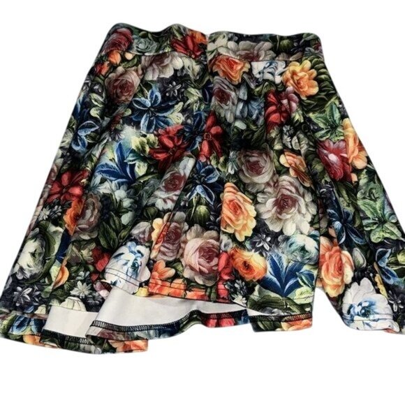 Floral A-Line Skater Skirt With Concealed Side Zipper Closure - Womens Size M - Picture 5 of 8